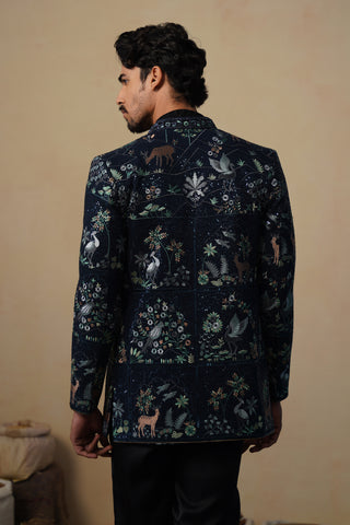 PRABAL NAVY BLUE JODHPURI SET