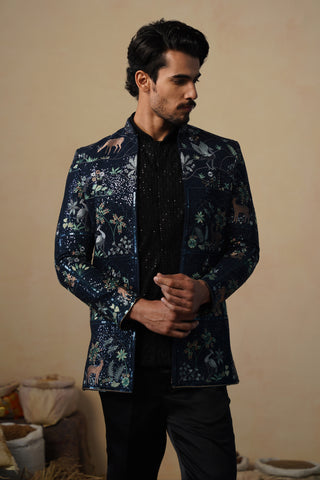 PRABAL NAVY BLUE JODHPURI SET