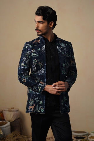 PRABAL NAVY BLUE JODHPURI SET