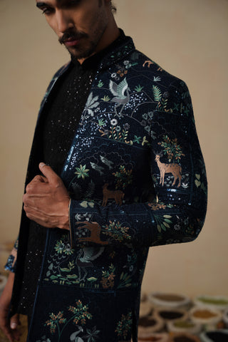 PRABAL NAVY BLUE JODHPURI SET