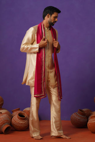 AVEN BEIGE SHORT KURTA DUPATTA SET