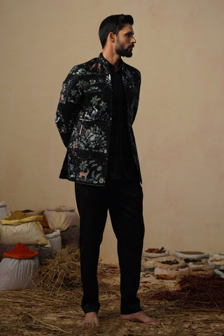 PRABAL BLACK JODHPURI SET