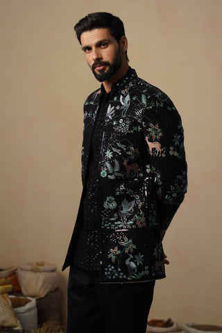 PRABAL BLACK JODHPURI SET