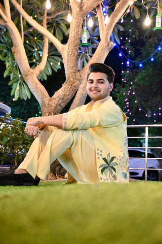 VIHAN IN RITHAN - YELLOW EMBROIDERED JACKET SET