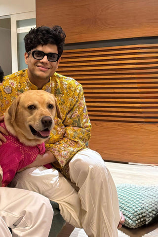 Tanmay Bhatt in Phoolpankh Haldi Kurta Set with Patiyala and Dupatta