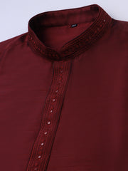 Ruby Red Open Bundi Jacket Kurta Set