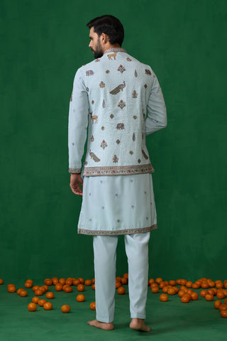 RAMAYAN SKYBLUE KURTA JACKET SET