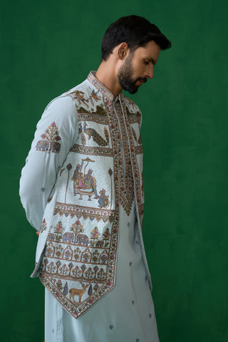 RAMAYAN SKYBLUE KURTA JACKET SET