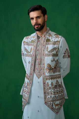 RAMAYAN SKYBLUE KURTA JACKET SET
