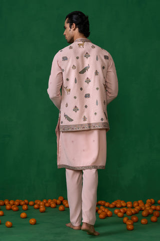 RAMAYAN PINK KURTA JACKET SET