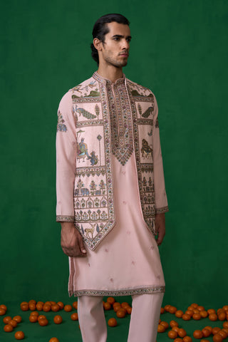 RAMAYAN PINK KURTA JACKET SET