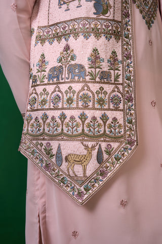 RAMAYAN PINK KURTA JACKET SET