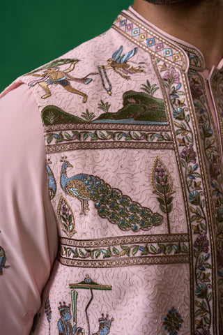 RAMAYAN PINK KURTA JACKET SET