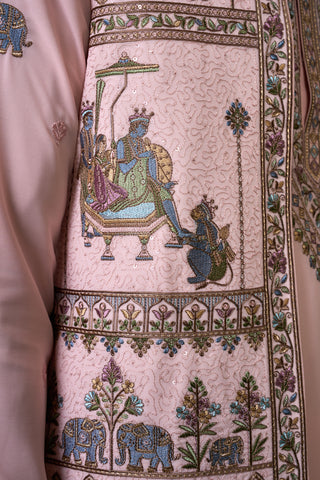 RAMAYAN PINK KURTA JACKET SET