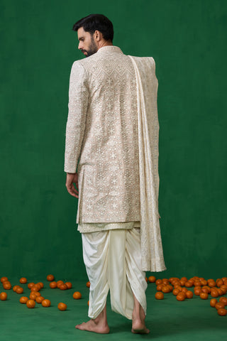 FLORAL BIEGE SHERWANI SET