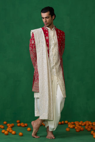 ETHNIC RED SHERWANI SET