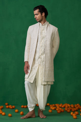 PAISELY IVORY SHERWANI SET