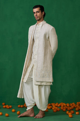 PAISELY IVORY SHERWANI SET