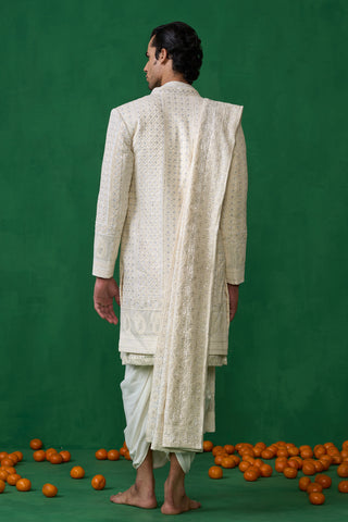 PAISELY IVORY SHERWANI SET