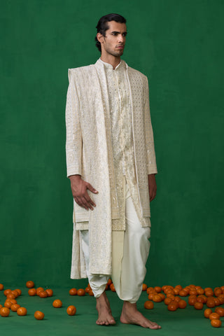 PAISELY IVORY SHERWANI SET