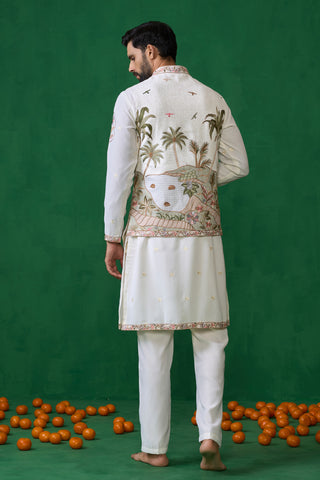 FOREST IVORY KURTA JACKET SET