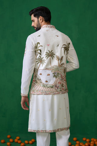 FOREST IVORY KURTA JACKET SET