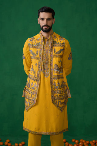 RAMAYAN HALDI KURTA JACKET SET