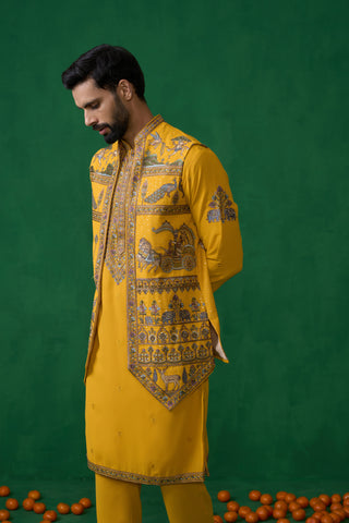 RAMAYAN HALDI KURTA JACKET SET