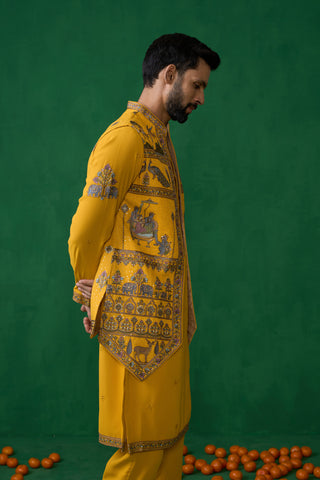 RAMAYAN HALDI KURTA JACKET SET