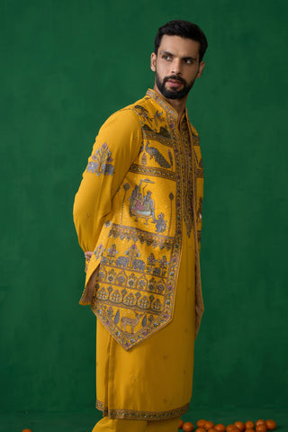RAMAYAN HALDI KURTA JACKET SET