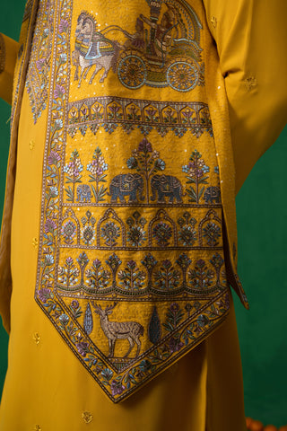 RAMAYAN HALDI KURTA JACKET SET