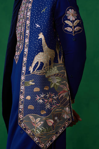 SHAFAN SHEIKH IN FOREST BLUE KURTA JACKET SET