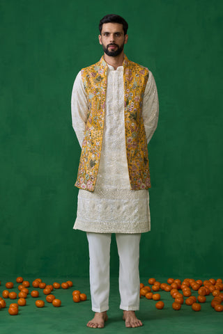 PHOOLPANKH HALDI KURTA JACKET SET