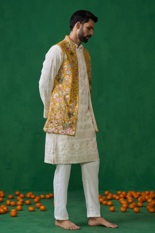 PHOOLPANKH HALDI KURTA JACKET SET
