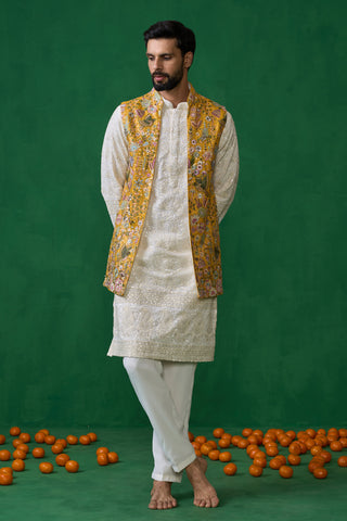 PHOOLPANKH HALDI KURTA JACKET SET
