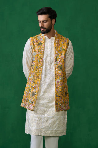 PHOOLPANKH HALDI KURTA JACKET SET