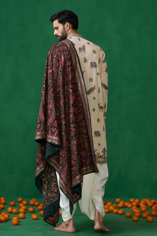 PICHWAI BEIGE DHOTI KURTA SET