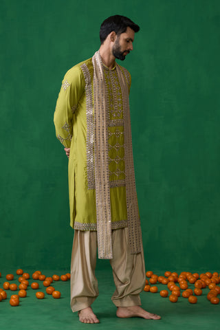 DARPAN NEON GREEN KURTA SET