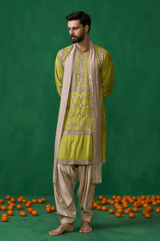 DARPAN NEON GREEN KURTA SET
