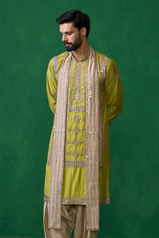 DARPAN NEON GREEN KURTA SET