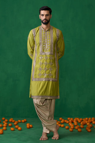 DARPAN NEON GREEN KURTA SET