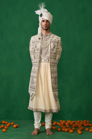 PICHWAI GOLD SHERWANI SET