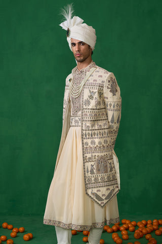 PICHWAI GOLD SHERWANI SET