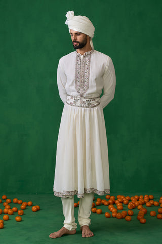 PICHWAI IVORY SHERWANI SET