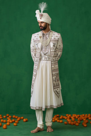 PICHWAI IVORY SHERWANI SET