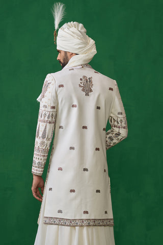 PICHWAI IVORY SHERWANI SET