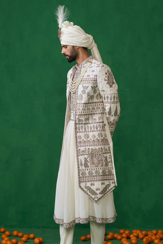 PICHWAI IVORY SHERWANI SET