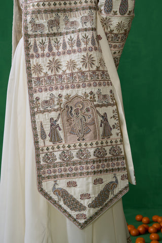 PICHWAI IVORY SHERWANI SET