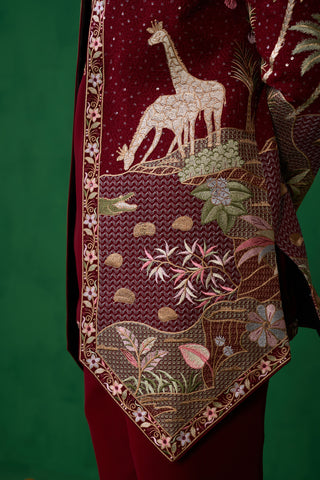 FOREST MAROON JODHPURI SET