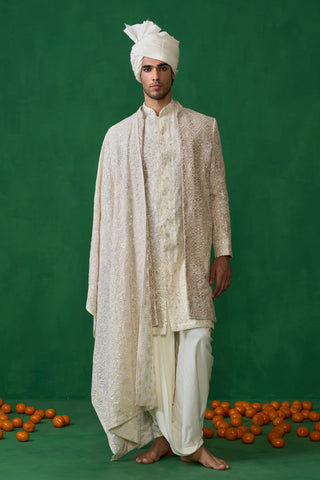 FLORAL BIEGE SHERWANI SET